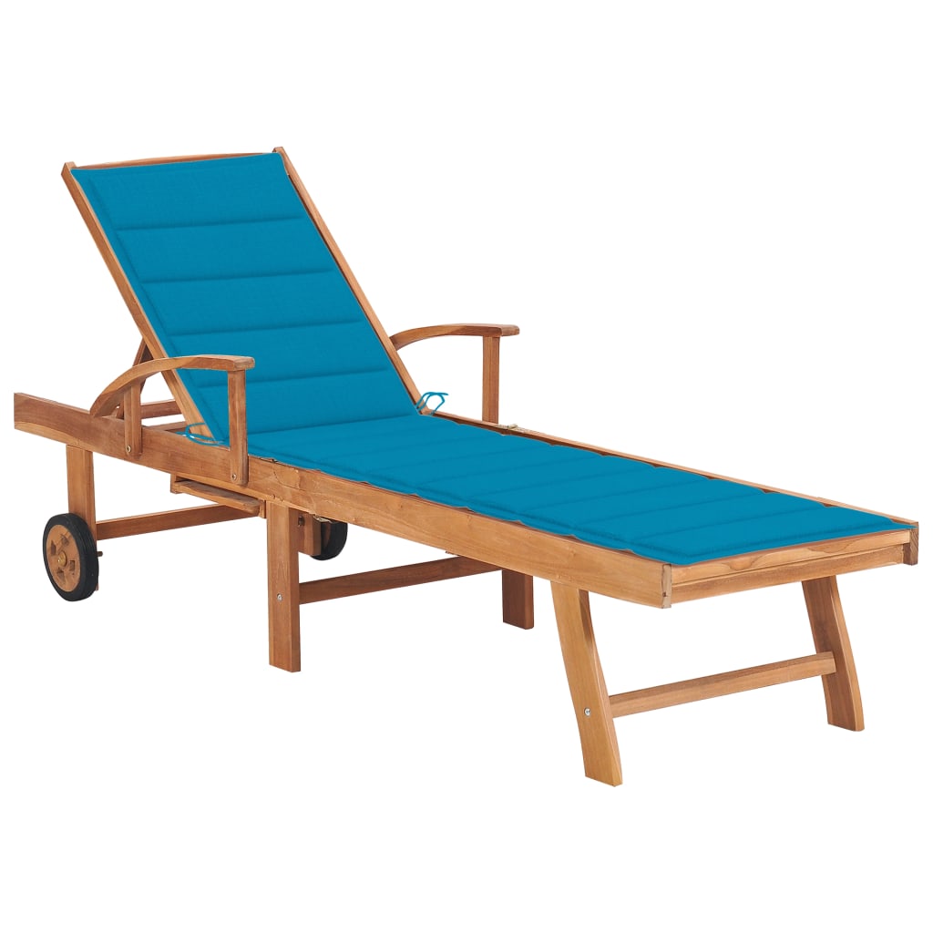 Tumbona Con Cojín Madera Maciza De Teca
