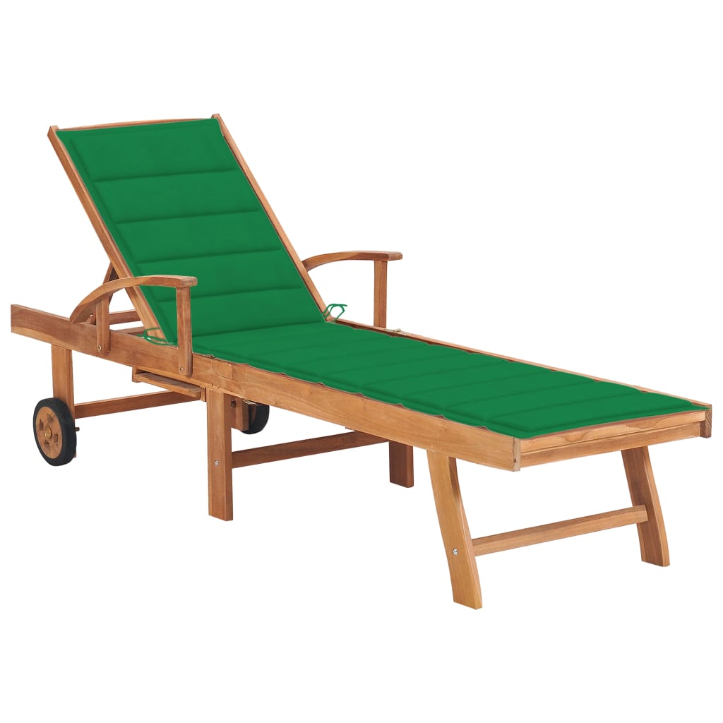 Tumbona Con Cojín Madera Maciza De Teca