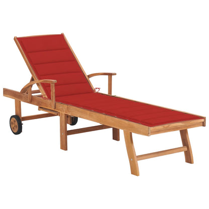 Tumbona Con Cojín Madera Maciza De Teca