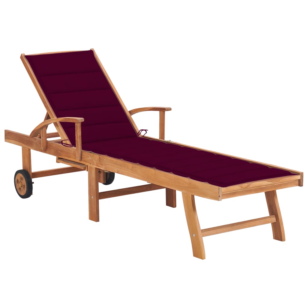 Tumbona Con Cojín Madera Maciza De Teca
