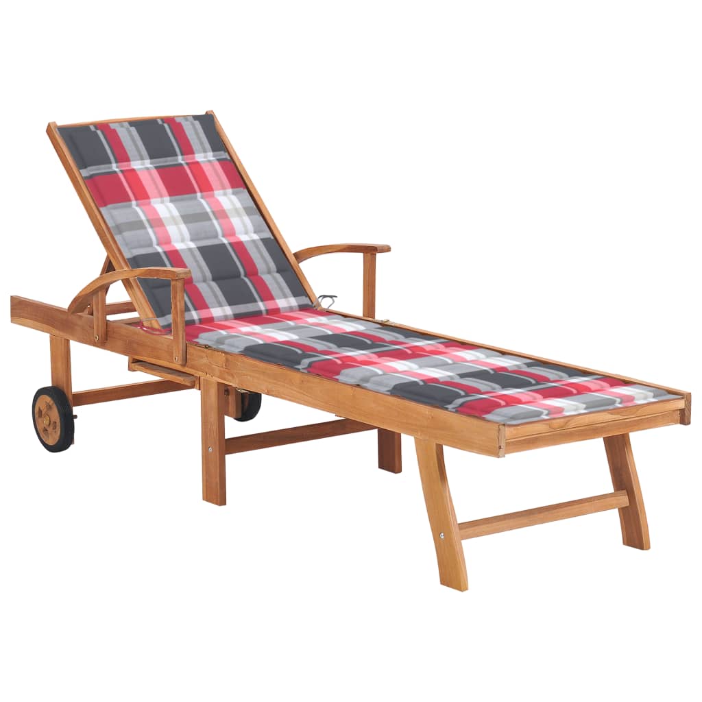 Tumbona Con Cojín Madera Maciza De Teca