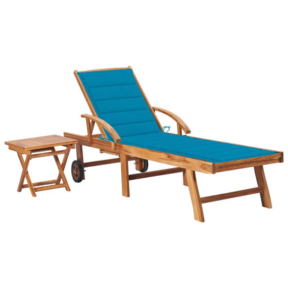 Tumbona Con Cojín Madera Maciza De Teca