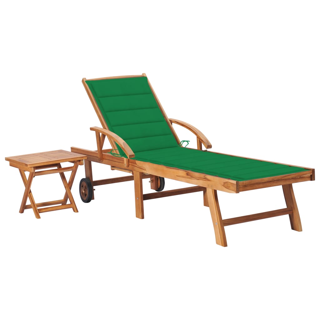 Tumbona Con Cojín Madera Maciza De Teca