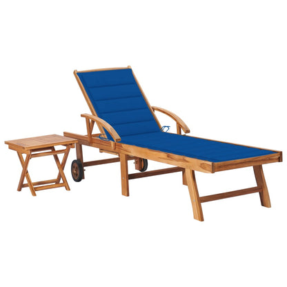 Tumbona Con Cojín Madera Maciza De Teca