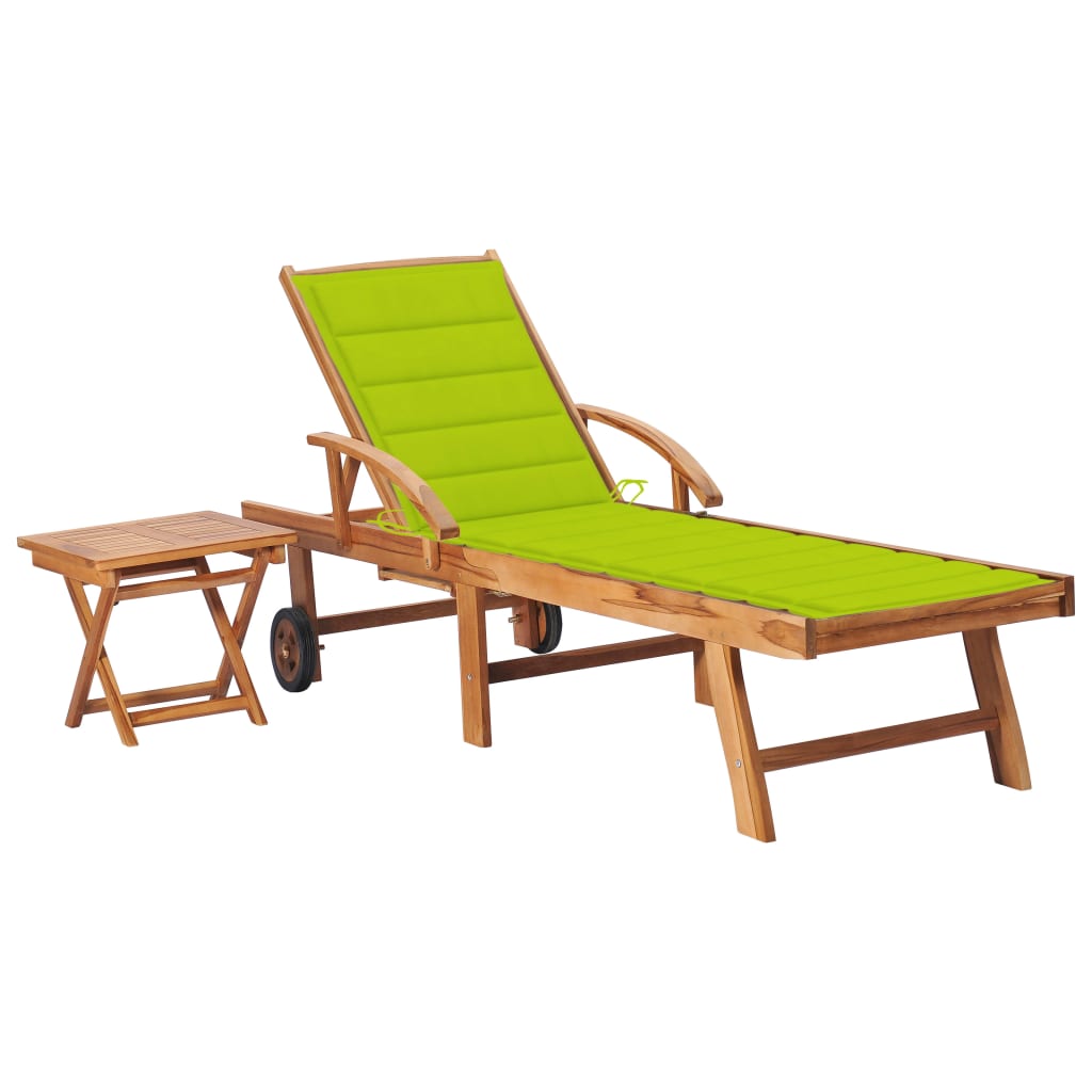 Tumbona Con Cojín Madera Maciza De Teca