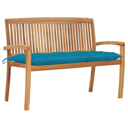 Banco De Jardín Apilable Con Cojín Madera Maciza De Teca 159 Cm
