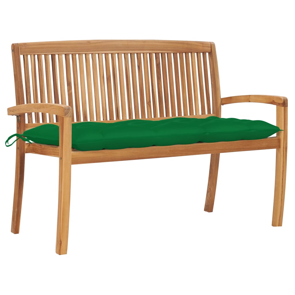 Banco De Jardín Apilable Con Cojín Madera Maciza De Teca 159 Cm