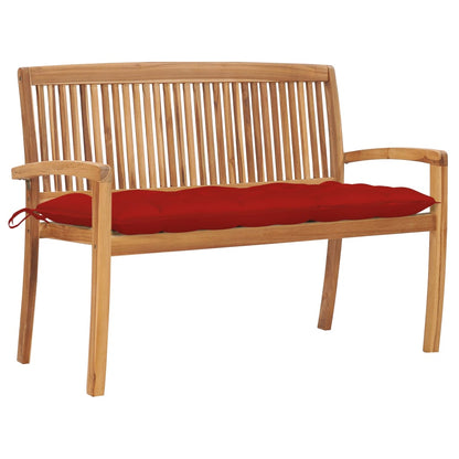 Banco De Jardín Apilable Con Cojín Madera Maciza De Teca 159 Cm