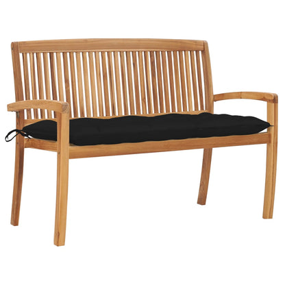 Banco De Jardín Apilable Con Cojín Madera Maciza De Teca 159 Cm