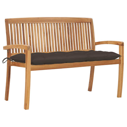 Banco De Jardín Apilable Con Cojín Madera Maciza De Teca 159 Cm
