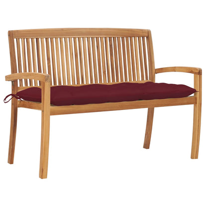 Banco De Jardín Apilable Con Cojín Madera Maciza De Teca 159 Cm