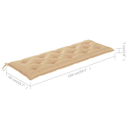 Banco De Jardín Apilable Con Cojín Madera Maciza De Teca 159 Cm