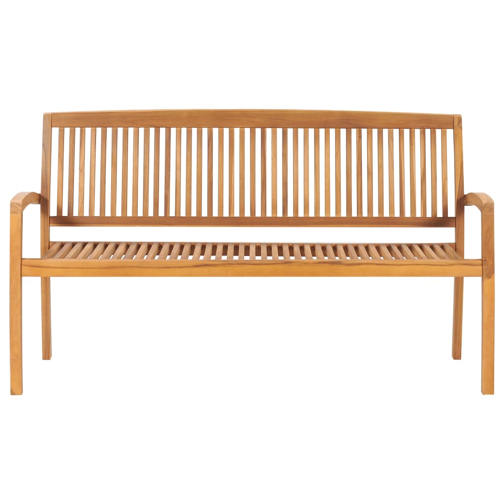 Banco De Jardín Apilable Con Cojín Madera Maciza De Teca 159 Cm