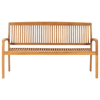 Banco De Jardín Apilable Con Cojín Madera Maciza De Teca 159 Cm