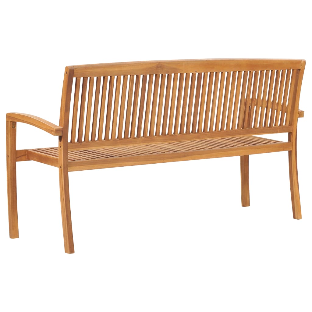 Banco De Jardín Apilable Con Cojín Madera Maciza De Teca 159 Cm