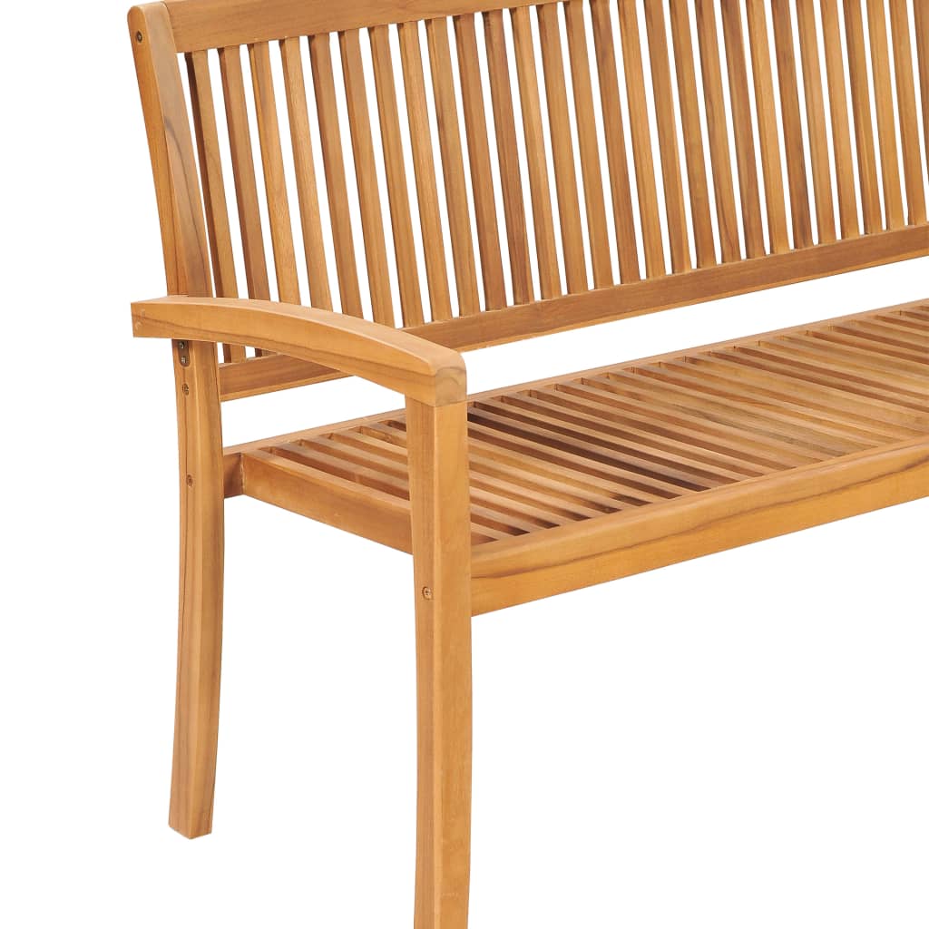 Banco De Jardín Apilable Con Cojín Madera Maciza De Teca 159 Cm