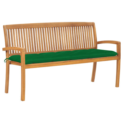 Banco De Jardín Apilable Con Cojín Madera Maciza De Teca 159 Cm