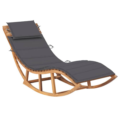 Tumbona Mecedora Con Cojín Madera Maciza De Teca