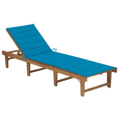 Tumbona Plegable Con Cojín Madera Maciza De Acacia