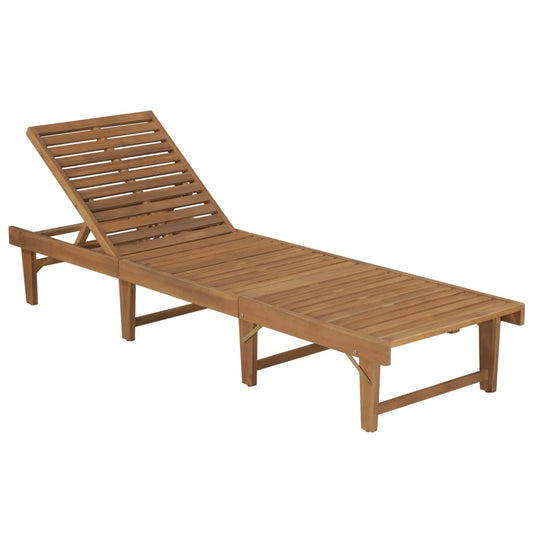 Tumbona Plegable Con Cojín Madera Maciza De Acacia