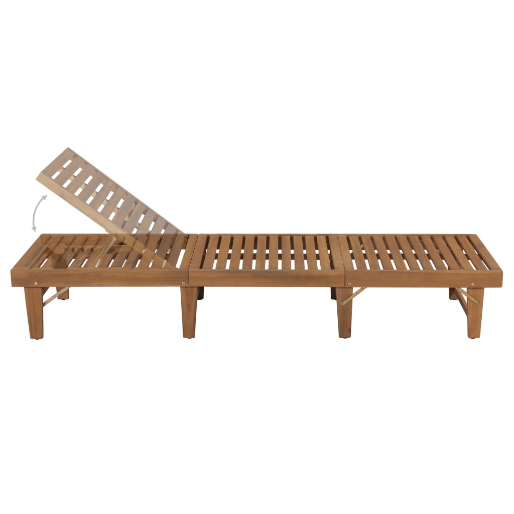 Tumbona Plegable Con Cojín Madera Maciza De Acacia