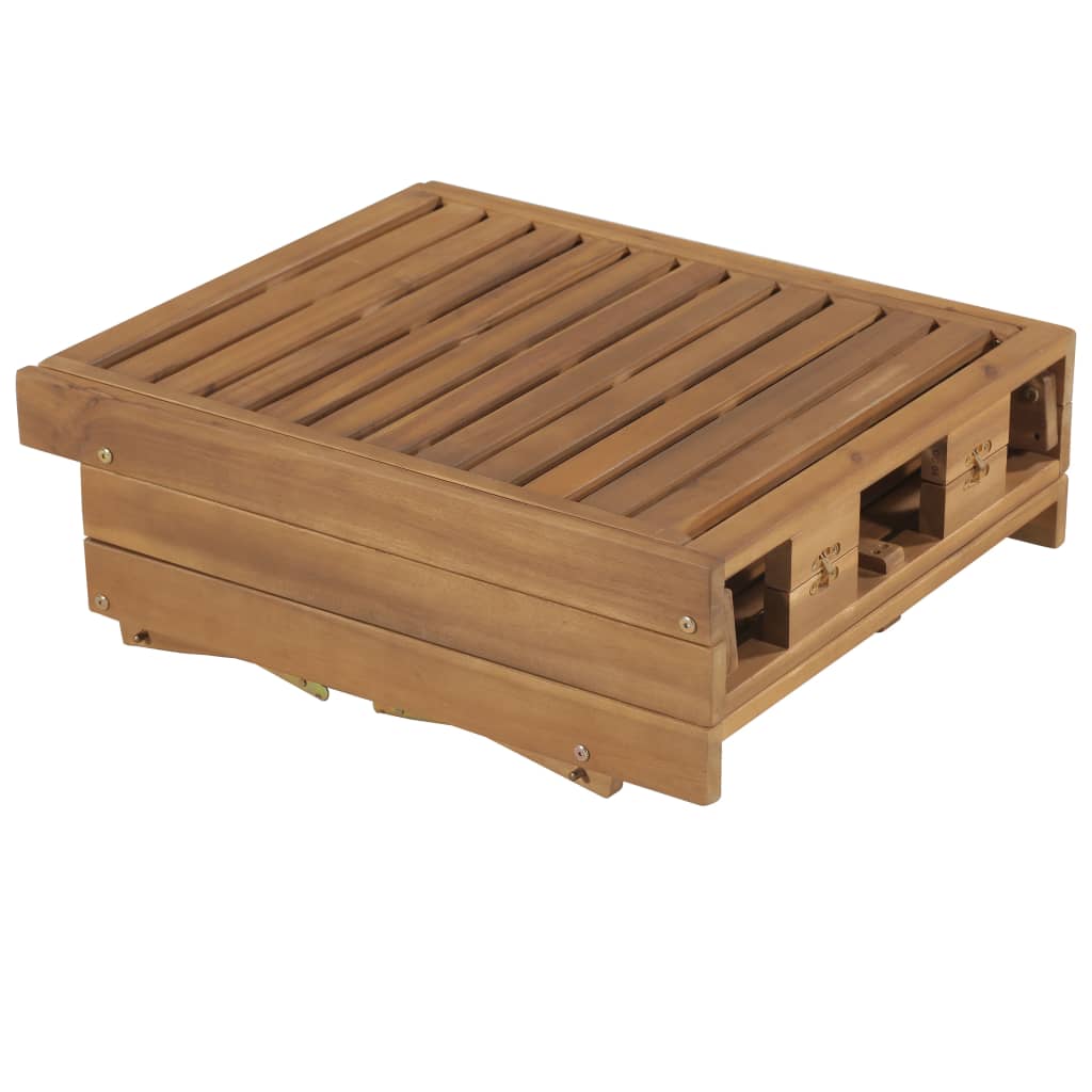 Tumbona Plegable Con Cojín Madera Maciza De Acacia