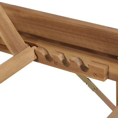 Tumbona Plegable Con Cojín Madera Maciza De Acacia