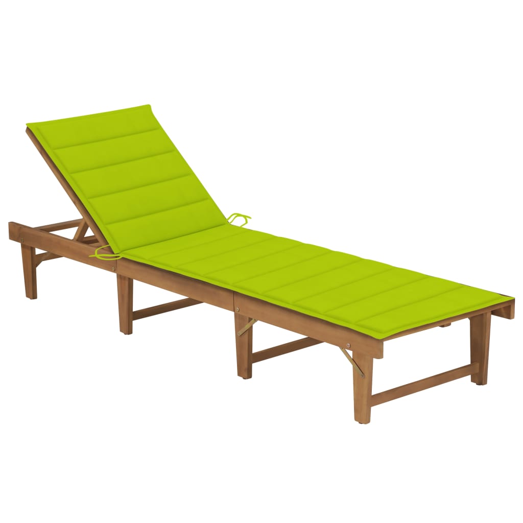 Tumbona Plegable Con Cojín Madera Maciza De Acacia