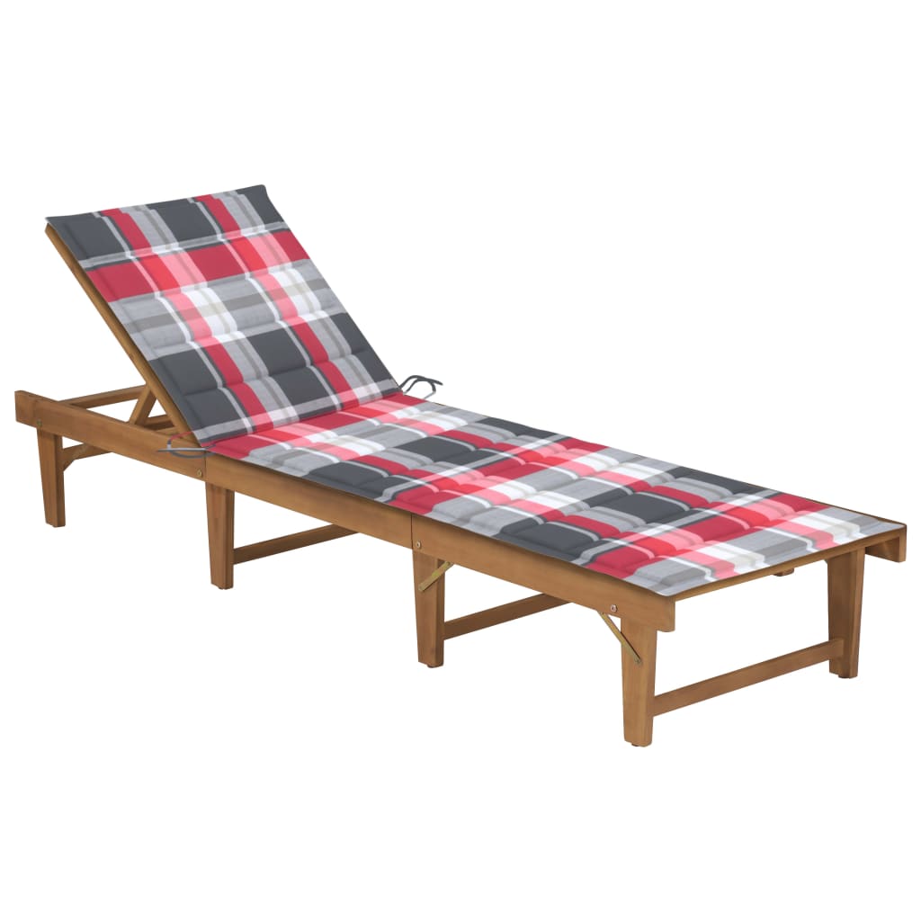 Tumbona Plegable Con Cojín Madera Maciza De Acacia