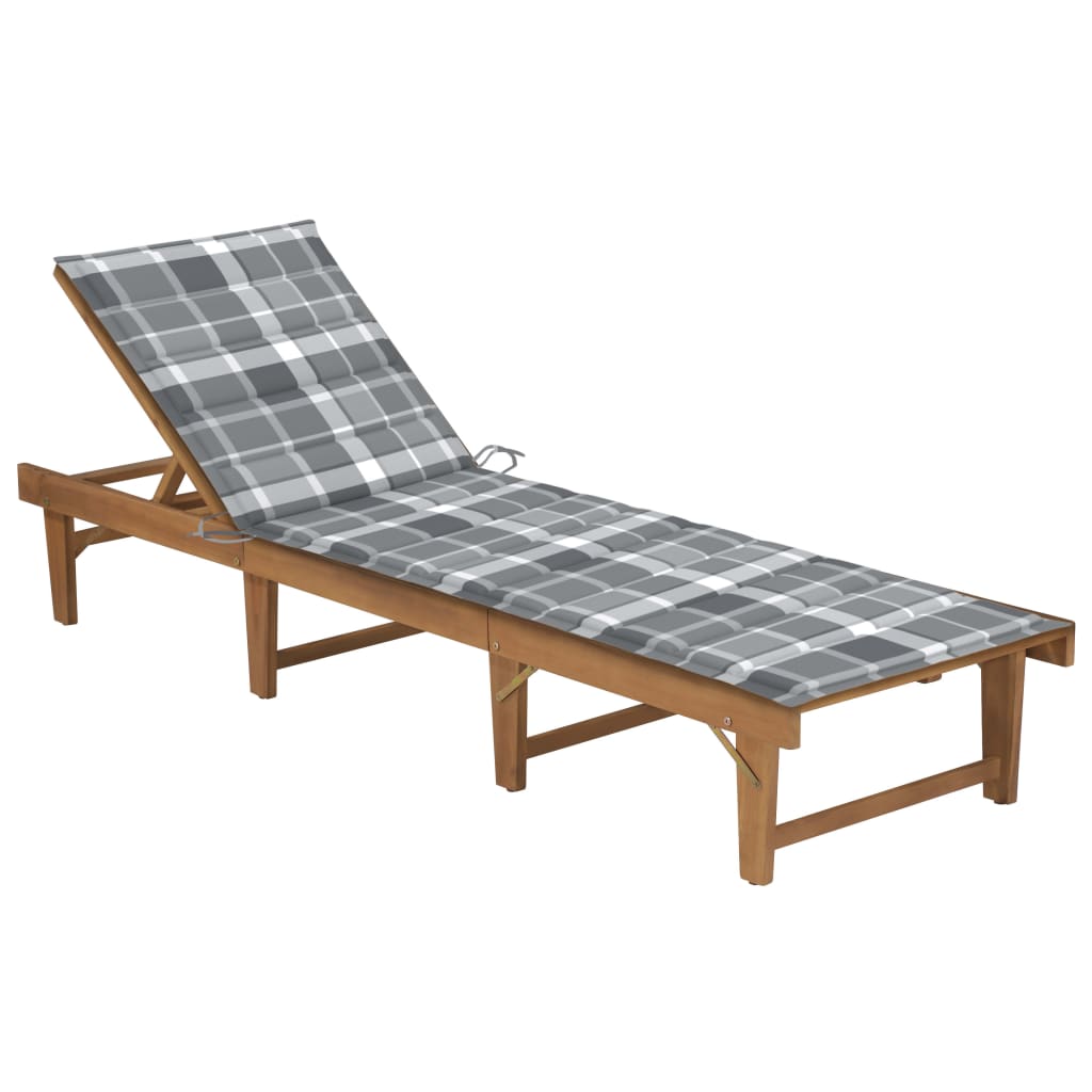 Tumbona Plegable Con Cojín Madera Maciza De Acacia