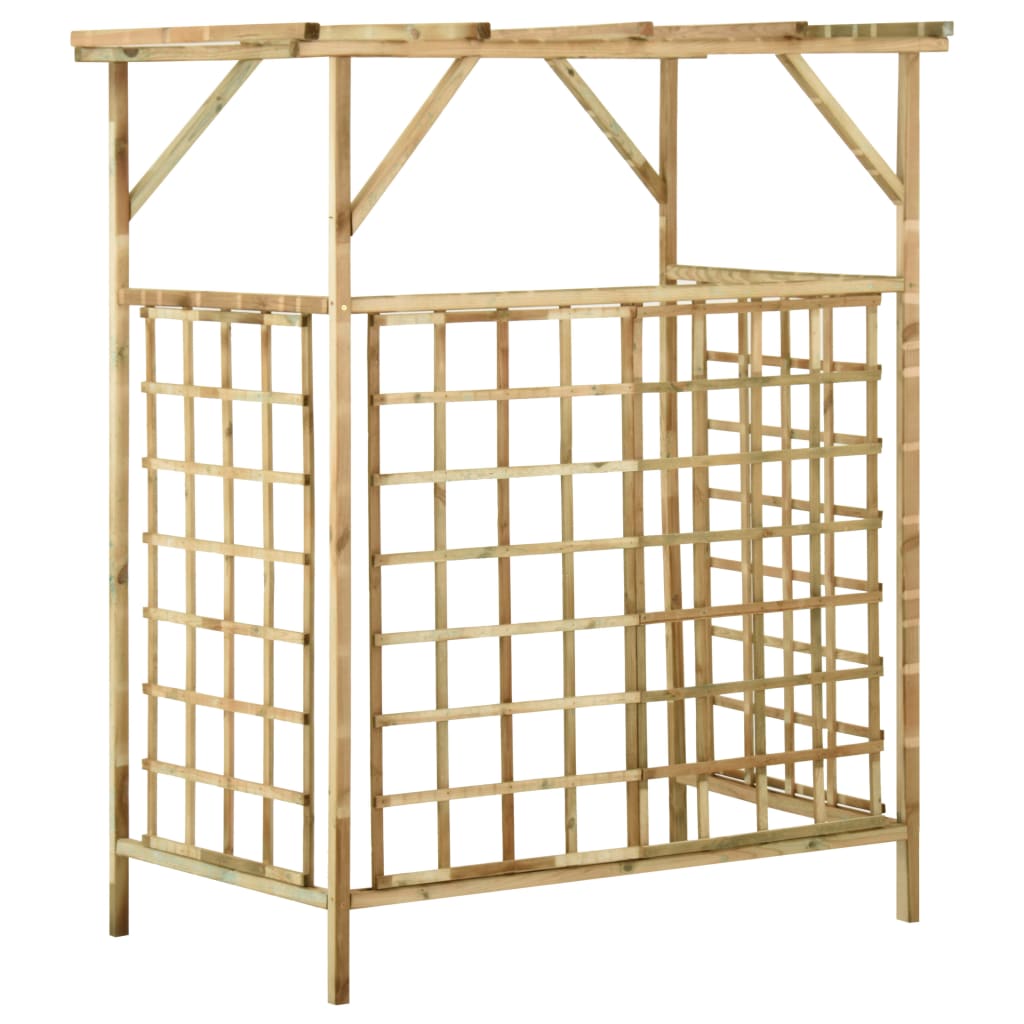 Pérgola De Jardín Para 2 Cubos De Basura Madera Pino Impregnada