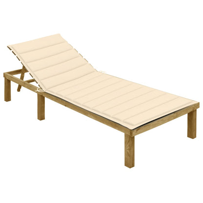 Tumbona Con Cojín Madera De Pino Impregnada