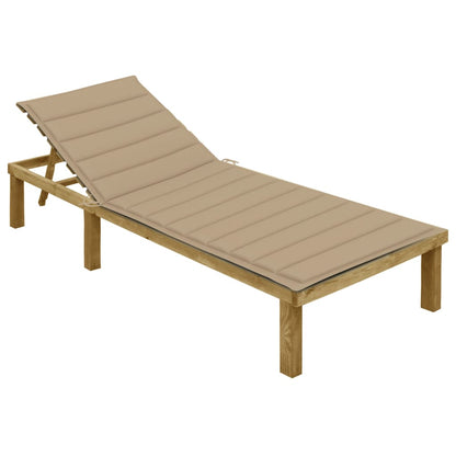 Tumbona Con Cojín Madera De Pino Impregnada