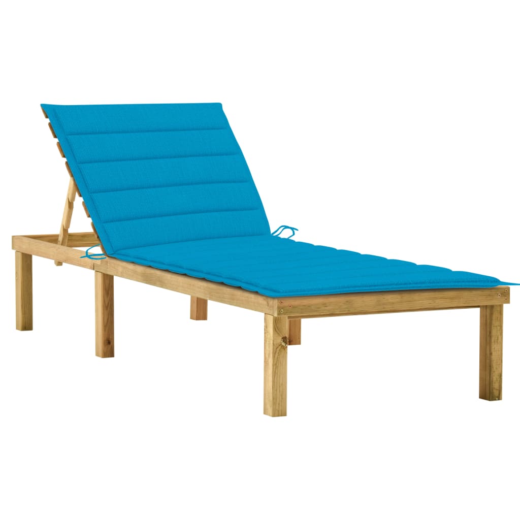 Tumbona Con Cojín Madera De Pino Impregnada