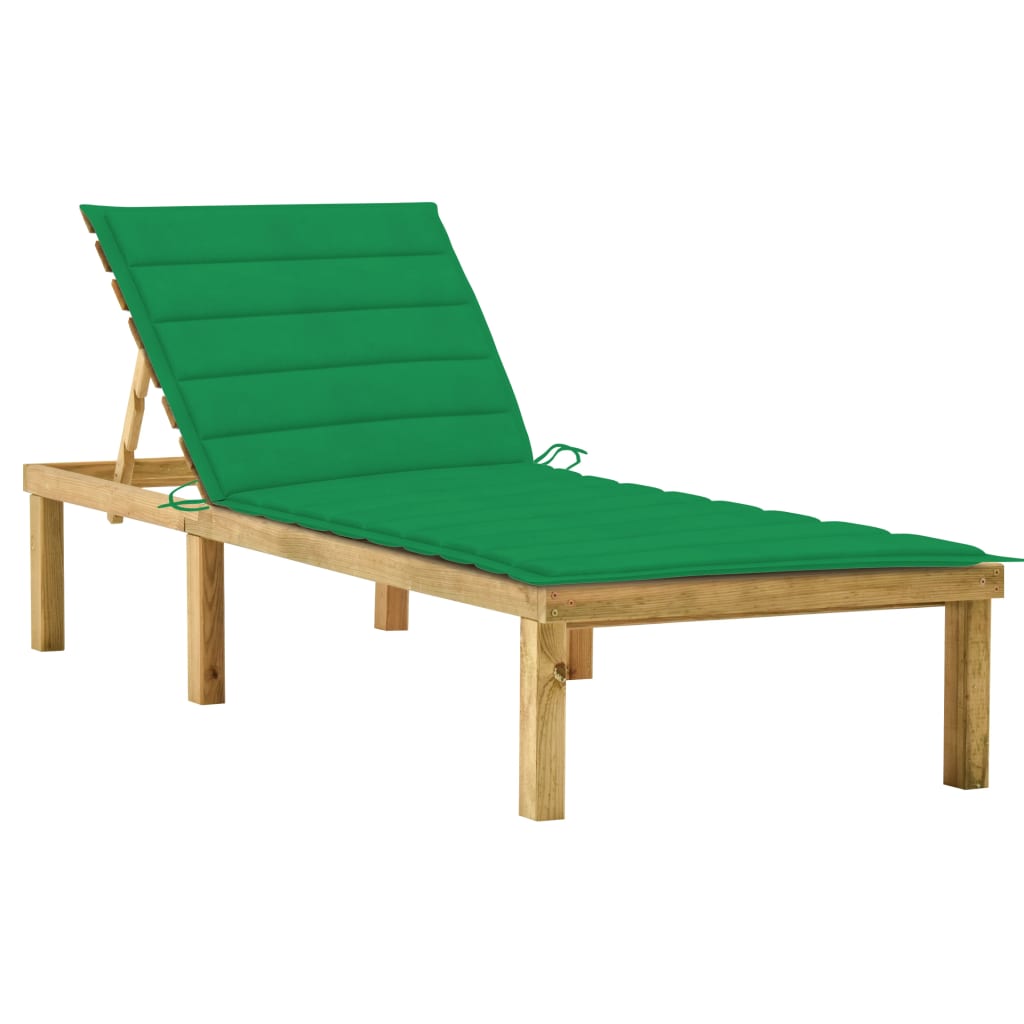 Tumbona Con Cojín Madera De Pino Impregnada