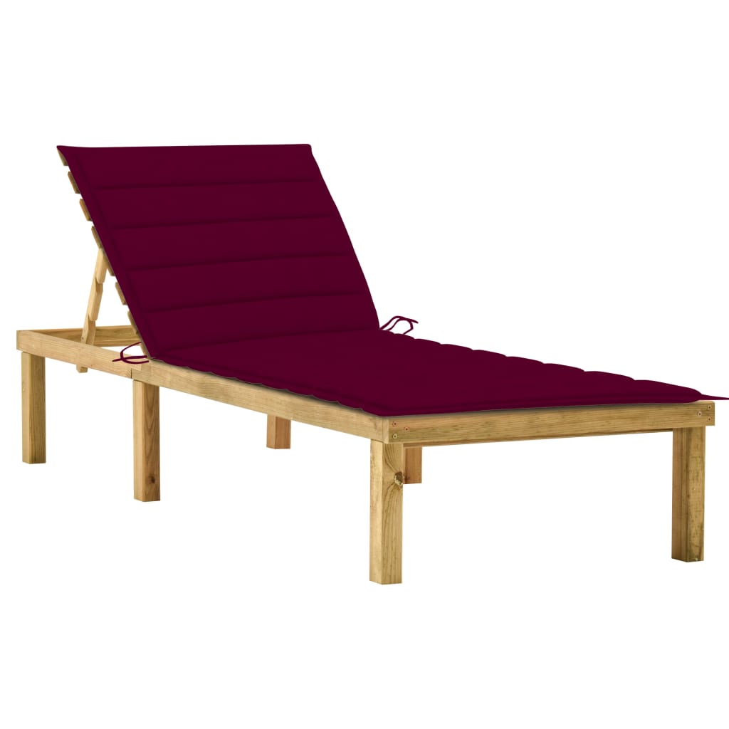 Tumbona Con Cojín Madera De Pino Impregnada