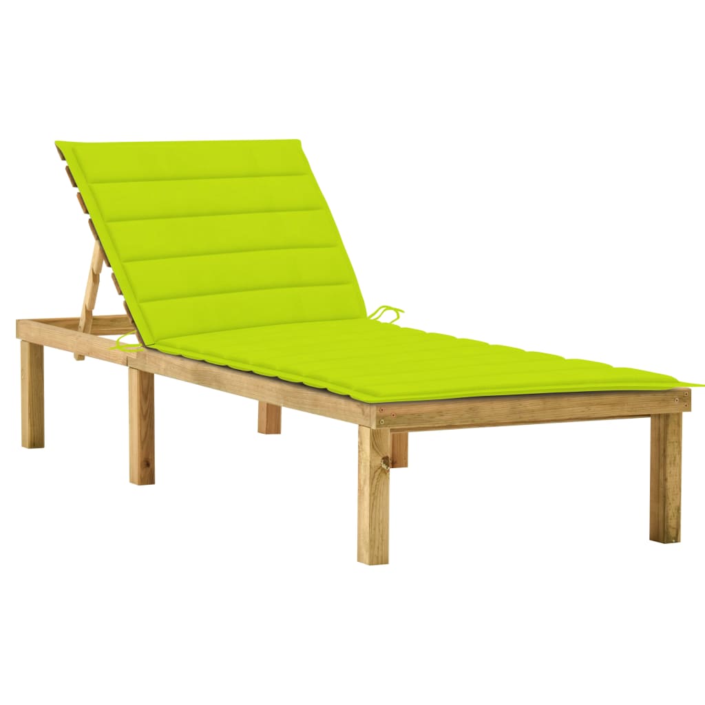 Tumbona Con Cojín Madera De Pino Impregnada