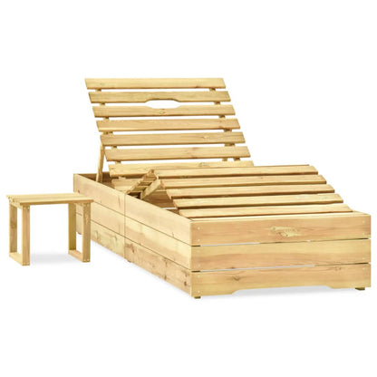 Tumbona De Jardín Con Mesa Y Cojín De Madera De Pino Impregnada