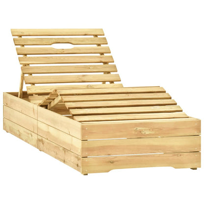 Tumbona De Jardín Con Mesa Y Cojín De Madera De Pino Impregnada