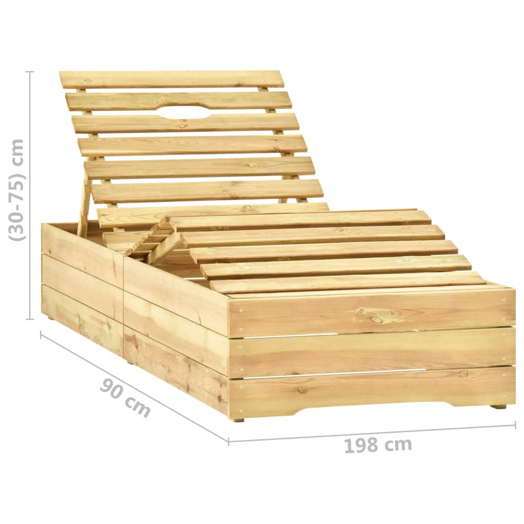 Tumbona De Jardín Con Mesa Y Cojín De Madera De Pino Impregnada