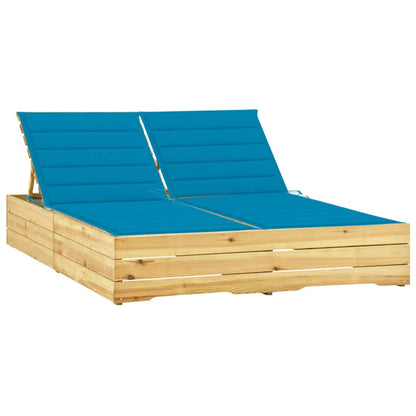 Tumbona Doble Y Cojines Madera De Pino Impregnada
