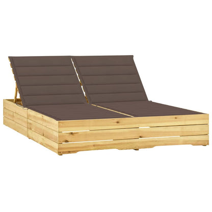 Tumbona Doble Y Cojines Madera De Pino Impregnada