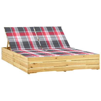 Tumbona Doble Y Cojines Madera De Pino Impregnada