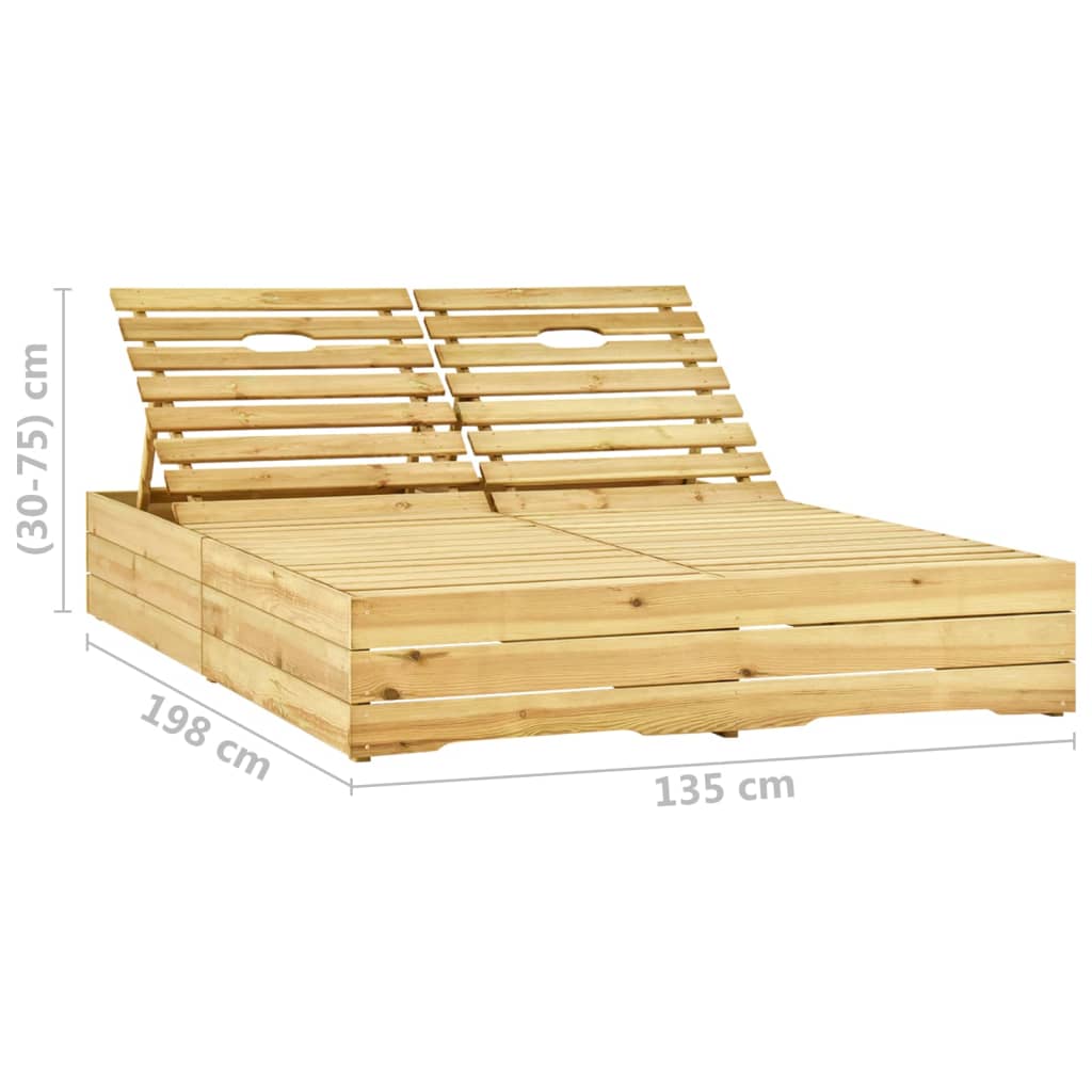 Tumbona Doble Y Cojines Madera De Pino Impregnada