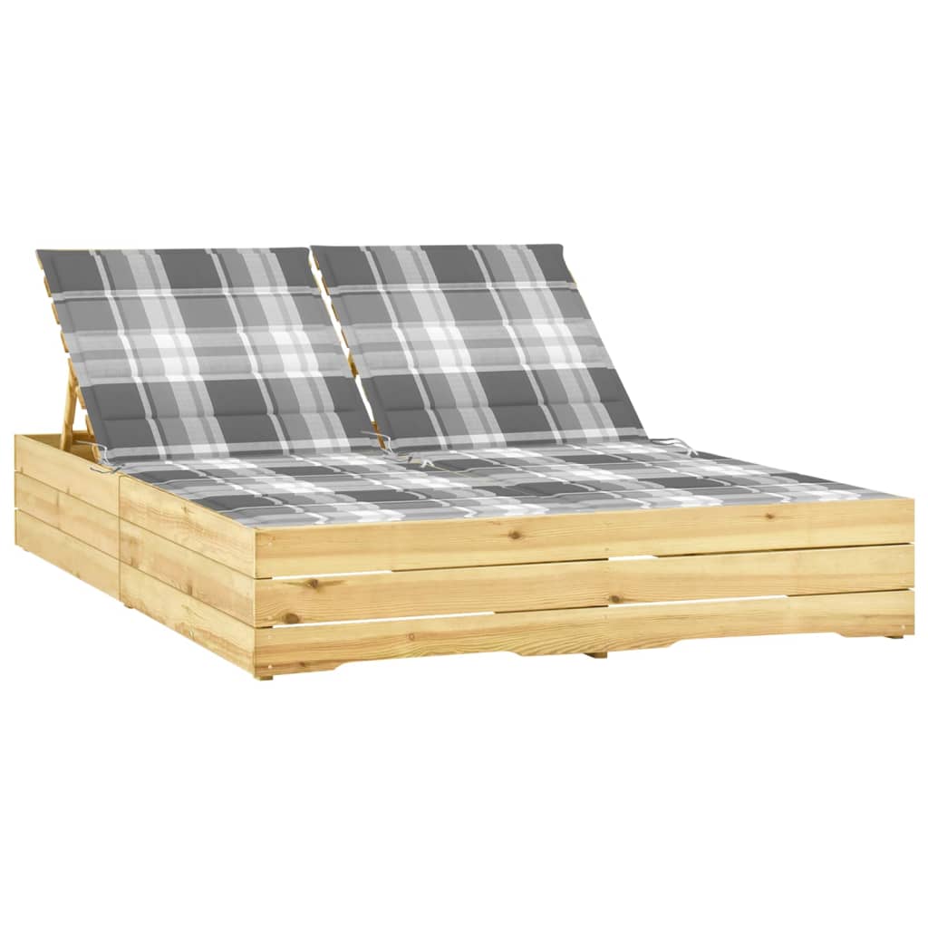 Tumbona Doble Y Cojines Madera De Pino Impregnada