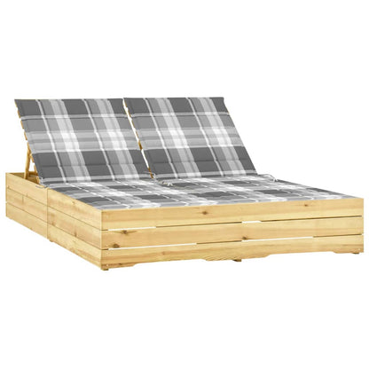 Tumbona Doble Y Cojines Madera De Pino Impregnada