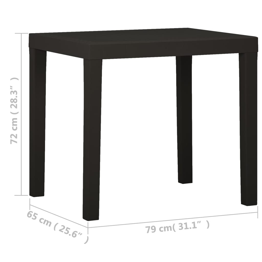 Mesa De Jardín De Plástico Gris Antracita 79X65X72 Cm