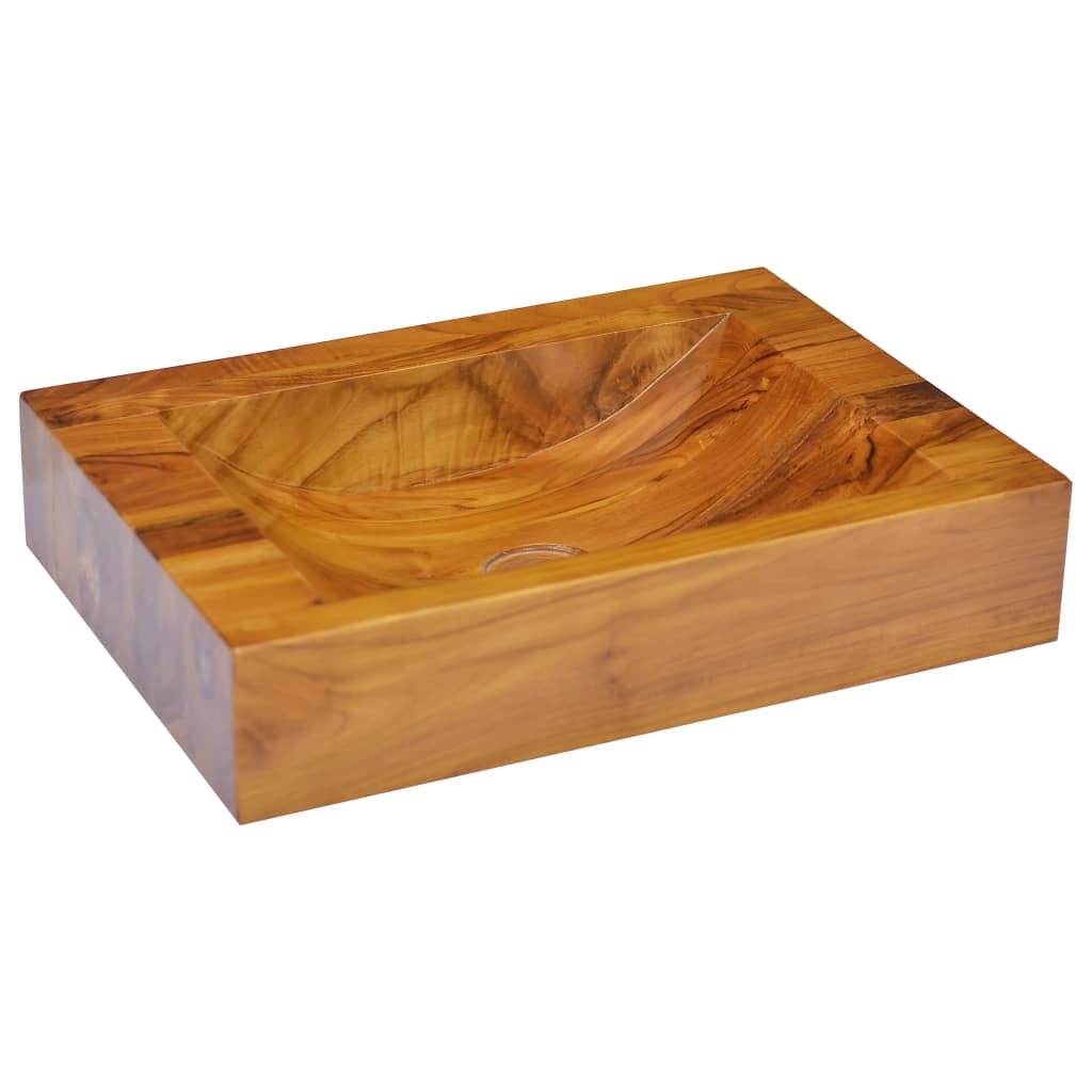 Lavabo De Madera Maciza De Teca 50X35X10 Cm