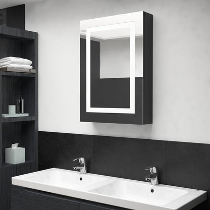 Armario De Baño Con Espejo Led Blanco Brillante 50X13X70 Cm