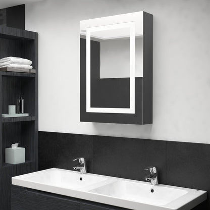 Armario De Baño Con Espejo Led Blanco Brillante 50X13X70 Cm